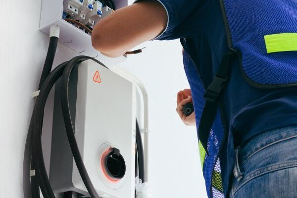 Level 2 EV charger installation in residential garage