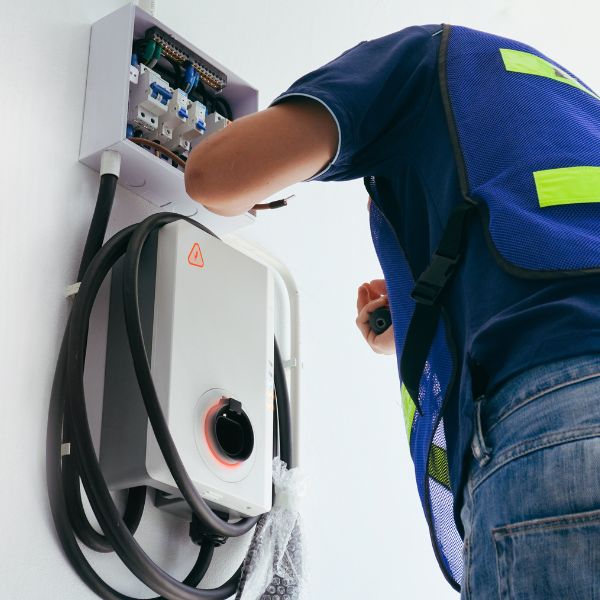 Level 2 EV charger installation in residential garage