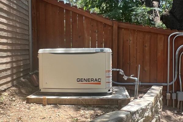 Residential standby generator installation ready for power outages