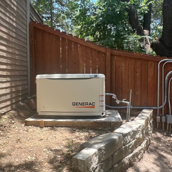 Residential standby generator installation ready for power outages