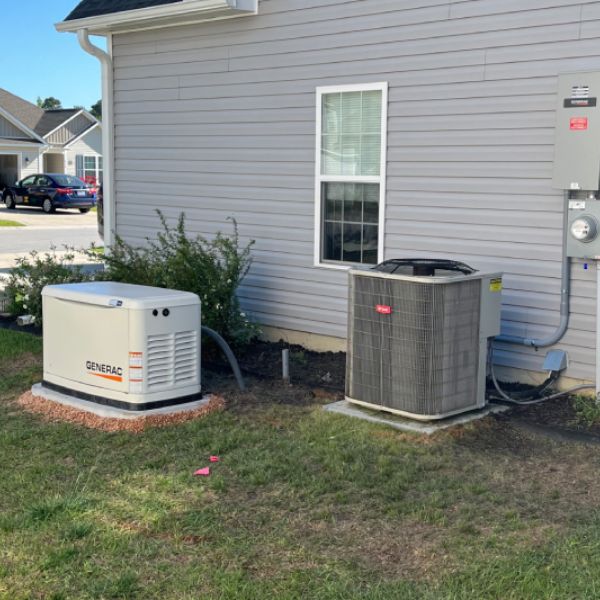 Finished home standby generator installation with proper clearance