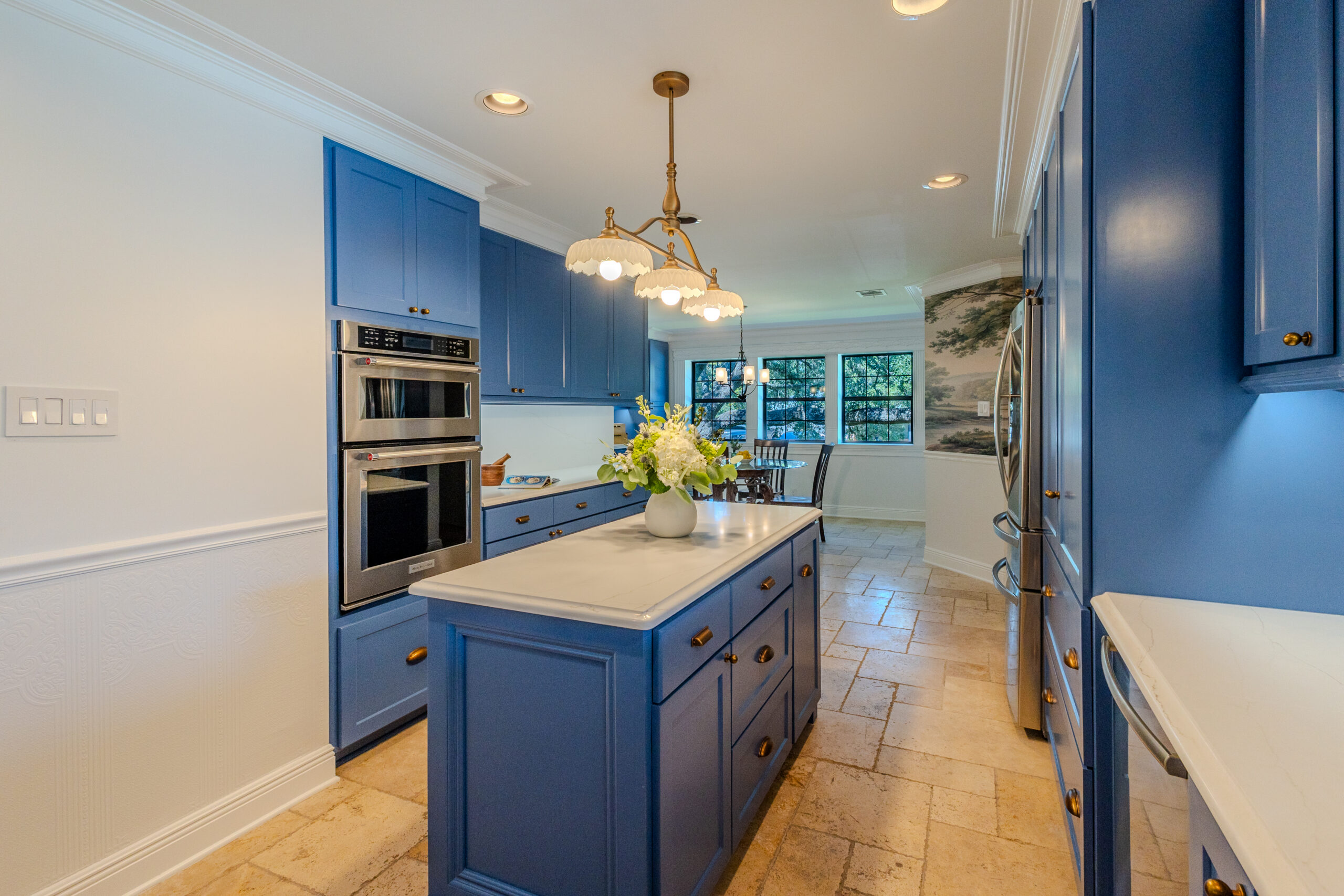 Recessed lighting in a remodeled Hill Country kitchen